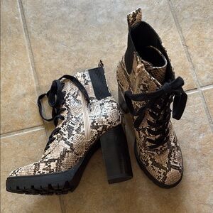 Steve Madden Snakeskin Lace-Up Ankle Boots